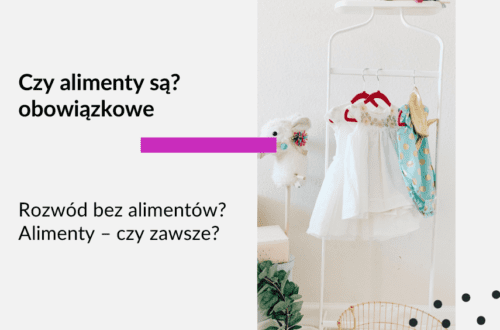 Grafika z tekstem: Adwokat Kobiet. Czy alimenty są obowiązkowe? Rozwód bez alimentów? Alimenty czy zawsze trzeba płacić? Ba zdjęciu wieszak z ubraniami.i