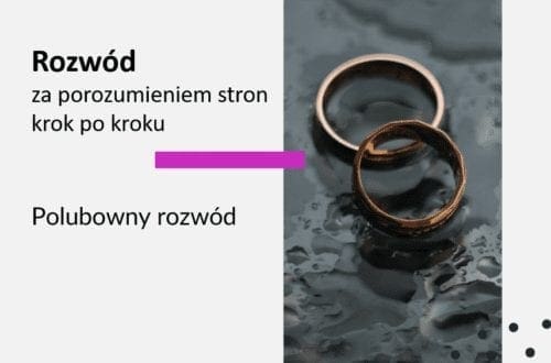 Tekst na grafice: Adwokat Kobiet. Rozwód za porozumieniem stron krok po kroku. Polubowny rozwód. Na grafice zdjęcie przedstawiające obrączki.